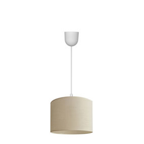 Luminosa Alba Cylindrical Pendant Ceiling Light Ecru, White 20cm
