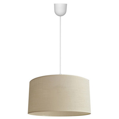 Luminosa Alba Cylindrical Pendant Ceiling Light Ecru, White 40cm