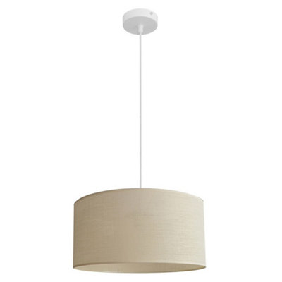 Luminosa Alba Cylindrical Pendant Ceiling Light Ecru, White 40cm | DIY ...