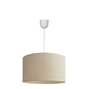 Luminosa Alba Cylindrical Pendant Ceiling Light Ecru, White 45cm