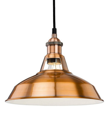 Luminosa Albany 1 Light Dome Ceiling Pendant Brushed Copper, E27