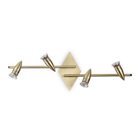Luminosa Alfa Adjustable Ceiling Spotlight Bar Brass 72cm