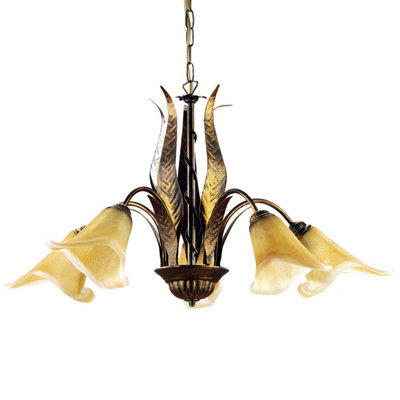 Luminosa Alga Multi Arm Pendant Ceiling Light, Glass Shades, 5x E14 ...