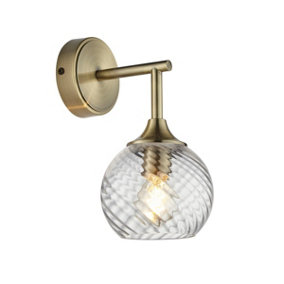 Luminosa Allegra Glass Shade Wall Lamp with Shade Antique Brass