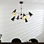 Luminosa Alta Multi Arm Shade Pendant Ceiling Lamp, Matt Antique Brass Plate, Matt Black