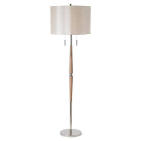 Luminosa Altesse Floor Lamp Natural Wood, Oatmeal Silk Effect, E27