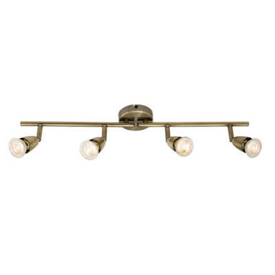 Luminosa Amalfi Adjustable 4 Light Spotlight Antique Brass, GU10