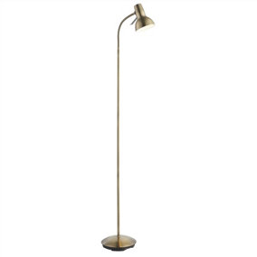 Luminosa Amalfi LED 1 Light Floor Lamp Antique Brass, Gloss White Paint, GU10
