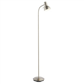 Luminosa Amalfi LED 1 Light Floor Lamp Satin Nickel, Gloss White Paint, GU10