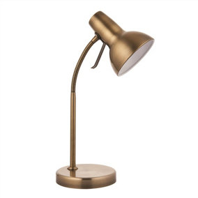Luminosa Amalfi LED 1 Light Table Lamp Antique Brass, Gloss White Paint, GU10