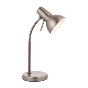 Luminosa Amalfi LED 1 Light Table Lamp Satin Nickel, Gloss White Paint, GU10