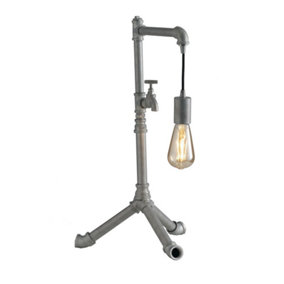Luminosa Amarcord Pipe Effect Tripod Table Lamp, Zinc, E27
