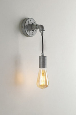 Luminosa Amarcord Pipe Effect Wall Lamp, Zinc, E27