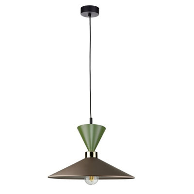 Luminosa Amaris Dome Pendant Ceiling Light Brown, Gold, Green 1x E27