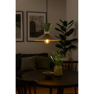 Luminosa Amaris Dome Pendant Ceiling Light Brown, Gold, Green 1x E27
