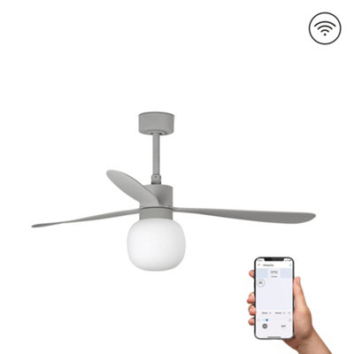 Luminosa Amelia Large Ball Led Grey Ceiling Fan Smart 20W 2700K, 6 Speed