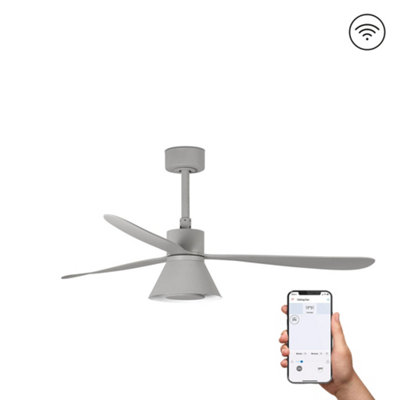 Luminosa Amelia Large Cone Led Grey Ceiling Fan Smart, 6 Speed | DIY at B&Q