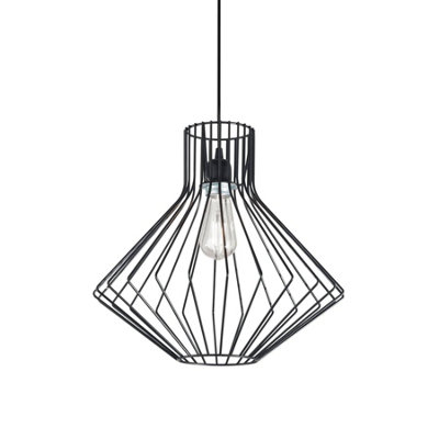 Luminosa Ampolla 1 Light Wire Ceiling Pendant Black, E27