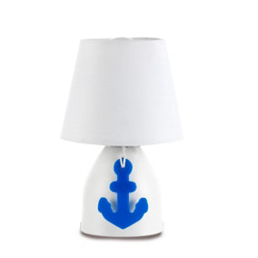 Luminosa Ancorina Childrens Table Lamp With Round Tapered Shade, White, Blue