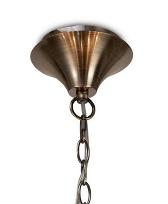 Luminosa Andrea Ceiling Pendant 100cm Round, Antique Brass, White Shades, White Crystal Droplets