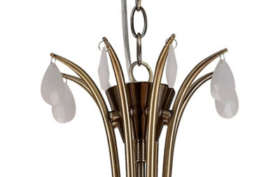 Luminosa Andrea Ceiling Pendant 100cm Round, Antique Brass, White Shades, White Crystal Droplets