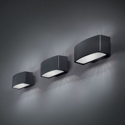 Luminosa Andromeda 1 Light Outdoor Small Up Down Wall Light Polished Chrome, Anthracite IP55, E27