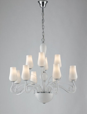 Luminosa ANGEL 12 Light Chandeliers with Shades White 80x70cm