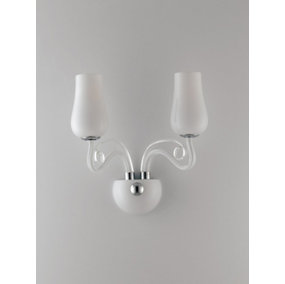 Luminosa ANGEL Wall Lamp with 2 Light Glass Shades White 34x35x18cm