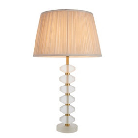 Luminosa Annabelle & Freya Base & Shade Table Lamp Frosted Crystal & Oyster Silk