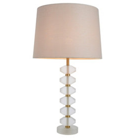 Luminosa Annabelle & Mia Base & Shade Table Lamp Frosted Crystal & Natural Linen