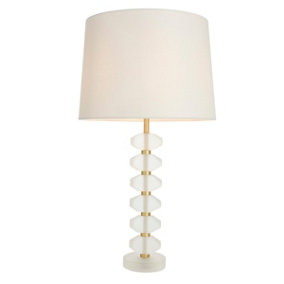 Luminosa Annabelle & Mia Base & Shade Table Lamp Frosted Crystal & Vintage White Linen