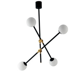 Luminosa Antitesi Globe Ceiling Pendant, Black, Gold, Opal, E14