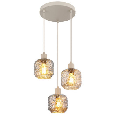 Luminosa Antonio Cluster Pendant Ceiling Light Matt Beige 3x E27