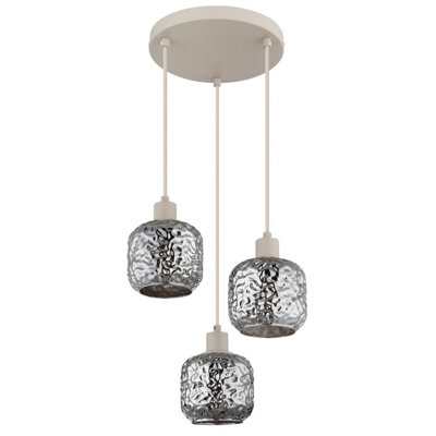 Luminosa Antonio Cluster Pendant Ceiling Light Matt Beige 3x E27