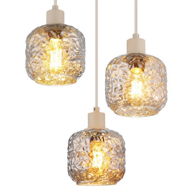 Luminosa Antonio Cluster Pendant Ceiling Light Matt Beige 3x E27