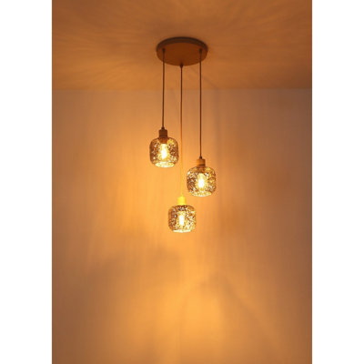 Luminosa Antonio Cluster Pendant Ceiling Light Matt Beige 3x E27