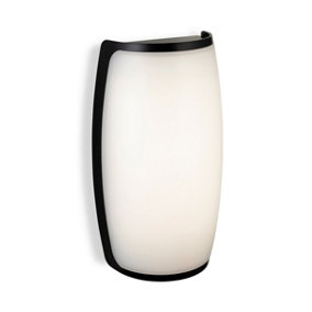 Luminosa Apollo LED Resin Wall Light Black with White Polycarbonate Diffuser IP54