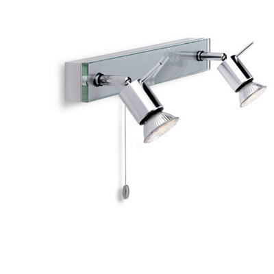 Luminosa Aqua 2 Light Switched Spotlights Bar Light Aluminium, Clear Glass, GU10