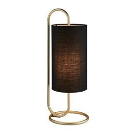 Luminosa Arenzano Table Lamp Antique Brass Paint & Black Fabric