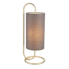 Luminosa Arenzano Table Lamp Antique Brass Paint & Grey Fabric