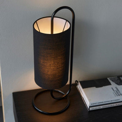 Luminosa Arenzano Table Lamp Matt Black & Black Fabric