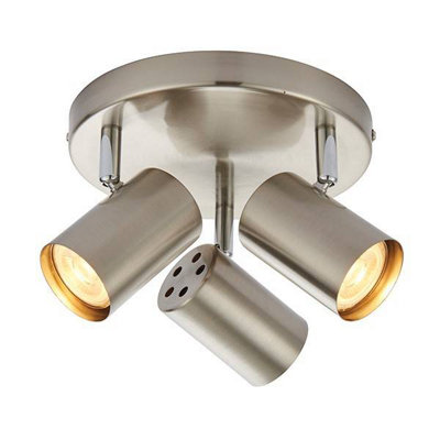 Luminosa Arezzo 3 Light Spotlight Satin Chrome Effect, Chrome Plate, GU10