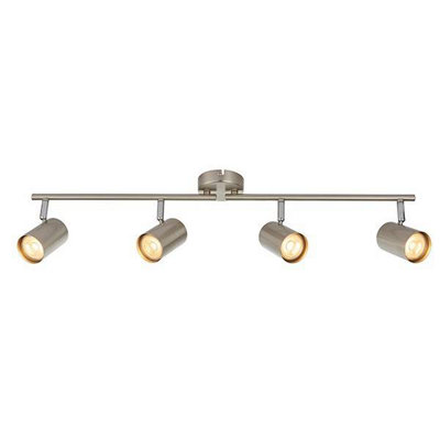 Luminosa Arezzo 4 Light Spotlight Bar Satin Chrome Effect, Chrome Plate, GU10