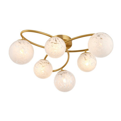 Luminosa Arezzo Multi Arm Glass Semi Flush Ceiling Lamp Satin