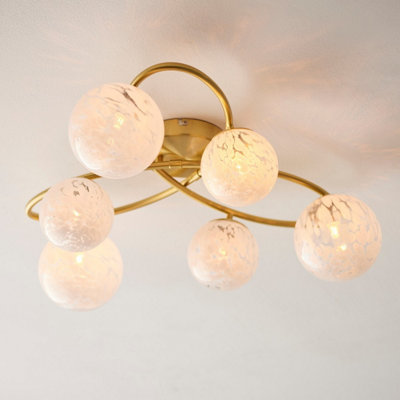 Luminosa Arezzo Multi Arm Glass Semi Flush Ceiling Lamp Satin