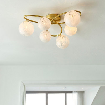 Luminosa Arezzo Multi Arm Glass Semi Flush Ceiling Lamp Satin