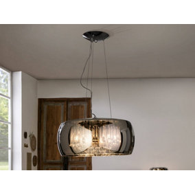Luminosa Argos 6 Light Dimmable Crystal Ceiling Pendant with Remote Control Chrome, Mirror, G9