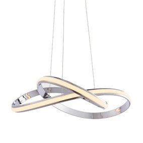 Luminosa Aria Integrated LED Pendant Chrome Effect Plate & Matt White Silicone 1 Light Dimmable IP20
