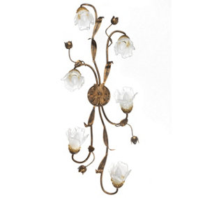 Luminosa Arianna 6 Light Flower Multi Arm Semi Flush Ceiling Lamp, Bronze