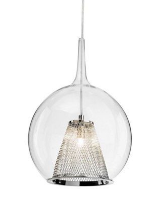 Luminosa Arlo 1 Light Ceiling Pendant Chrome, Clear Glass, G9